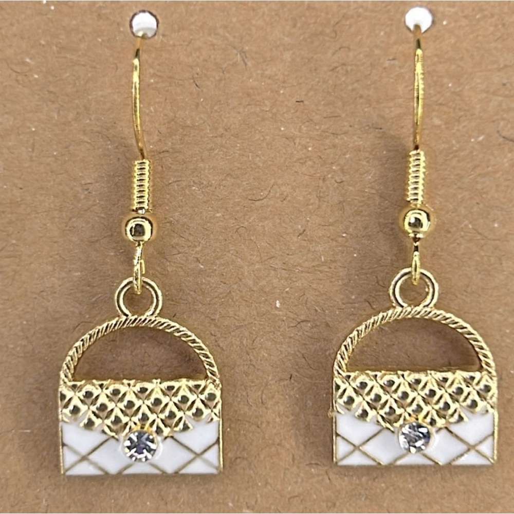 🎆 3 for $20 🎆  18k Gold Plated Hook Elegant Purse Dangle Charm Earrings
